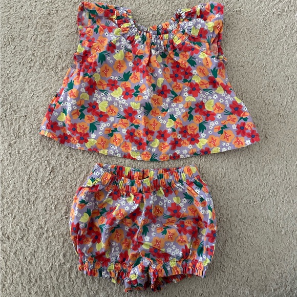 Tea Collection Floral Ruffle Baby Set, 6-9M - Picture 2 of 8